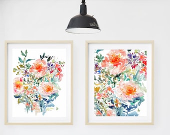 Peonies Impression, Watercolor Flowers Fine Art Print, 8x10, 11x14, 16x20 Watercolor Floral Decor, Peony Art