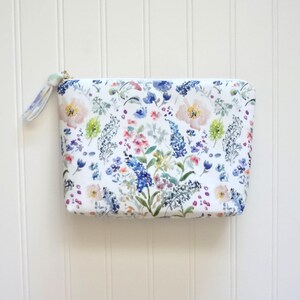 Watercolor Floral Cosmetic Pouch, Floral Make-Up Bag, Watercolor Designer Fabric, Cosmetic Bag image 3
