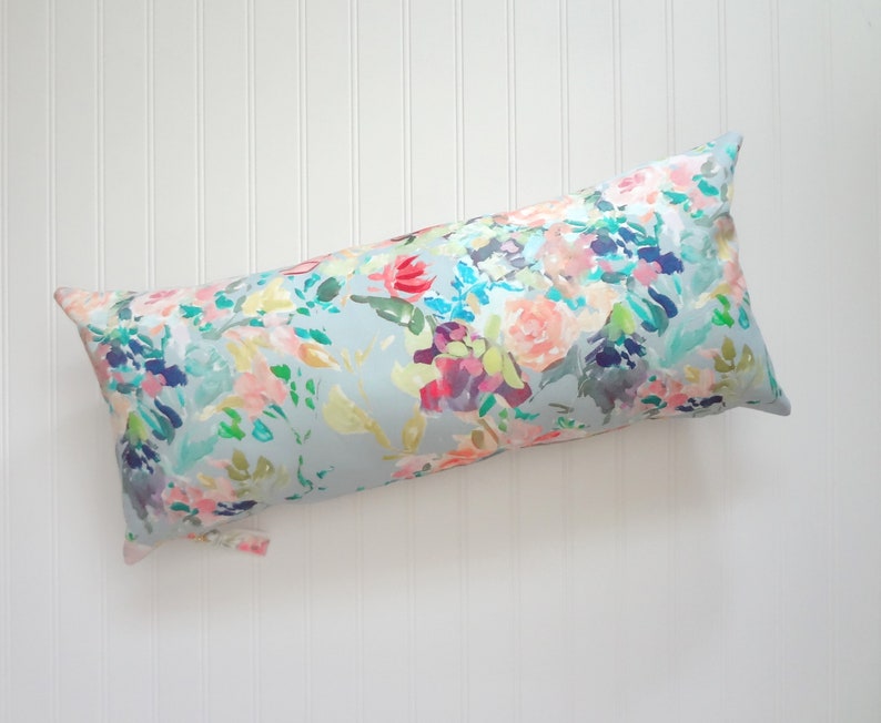 Lumbar Painterly Floral Pillow Cover, Designer Fabric Pillow Cover, Farmhouse Decor, Cottage Decor, Lumbar Pillow, 12x21, 12x26, 14x20,14x36 image 2