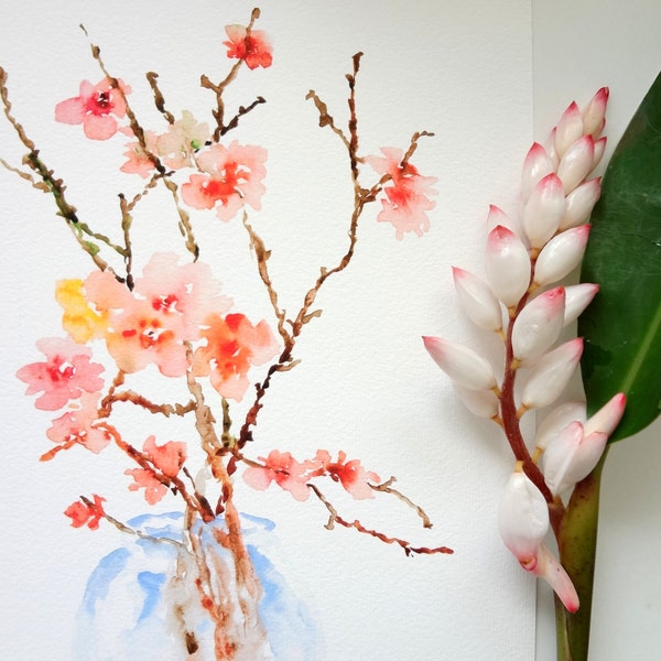 Cherry Blossoms Watercolor, Fine Art Print, Watercolor Flowers, 8x10, 11x14