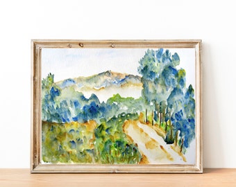 Landscape Watercolor, View Upon a Hike, Watercolor Fine Art Print, 8x10, 5x7