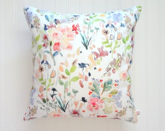 Botanical Mix No2 Watercolor Floral Pillow Covers, Designer Fabric, 18x18, 20x20, 14x20, 12x21