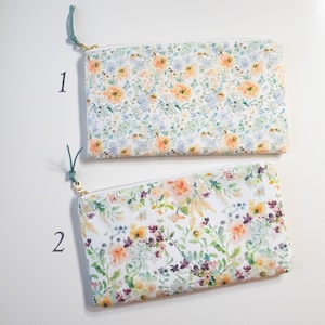 Floral Cosmetic Pouch, Watercolor Flowers Pouch, Flowers Pouch, Makeup Bag