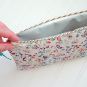 Watercolor Floral Cosmetic Pouch, Floral Make-Up Bag, Watercolor Designer Fabric, Cosmetic Bag image 5