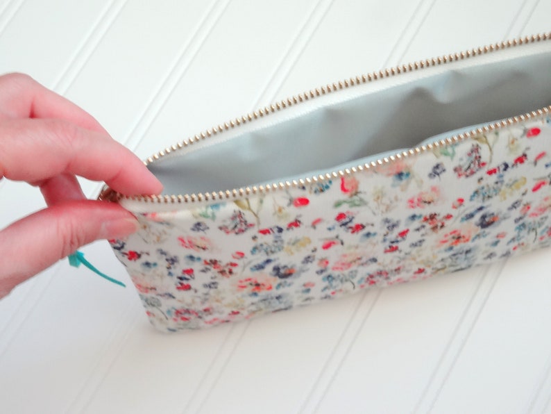 Watercolor Floral Cosmetic Pouch, Floral Make-Up Bag, Watercolor Designer Fabric, Cosmetic Bag image 5