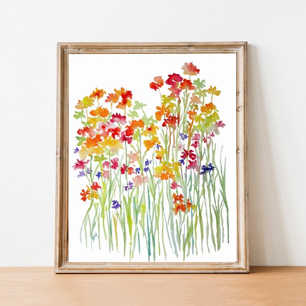 Fresh Bunch No. 2, Watercolor Flowers, Fine Art Print, Floral Wall Art