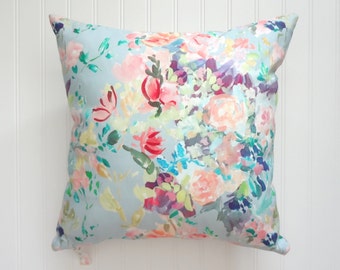 Painterly Floral Design Pillow Cover, Designer Fabric Pillow Cover, Farmhouse Decor, Cottage Decor, 18x18, 20x20, 22x22, 24x24