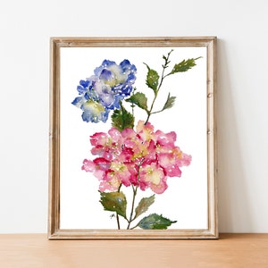 Hydrangea Watercolor, Fine Art Print, Watercolor Flowers, Hydrangeas, 8x10, 11x14 image 1