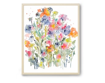 Touch of Indigo No.2, Fine Art Print, Watercolor Flowers, Watercolor Wall Art, Spring Floral Decor