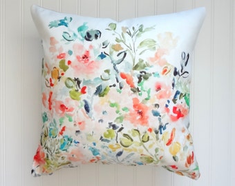 Floral Flow Pillow Cover, Designer Fabric Pillow Cover, 18x18, 20x20, 22x22, 24x24, 14x20, 12x21