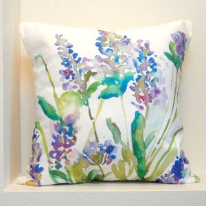 Lavender Watercolor Floral Pillow Cover, Designer Watercolor Fabric, Watercolor Flowers Home Decor, 18x18, 20x20, 14x20