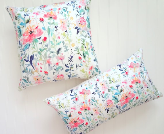 Floral Pillow Cover Pink Medley Watercolor Pillow Covers Designer Fabric 18x18 20x20 24x24 14x20 12x21 12x26 Etsy