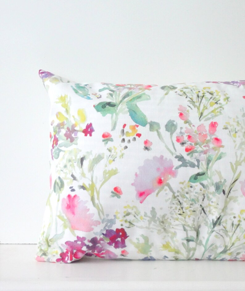 Floral Mix Watercolor Pillow Cover Watercolor Flowers Pillow Etsy