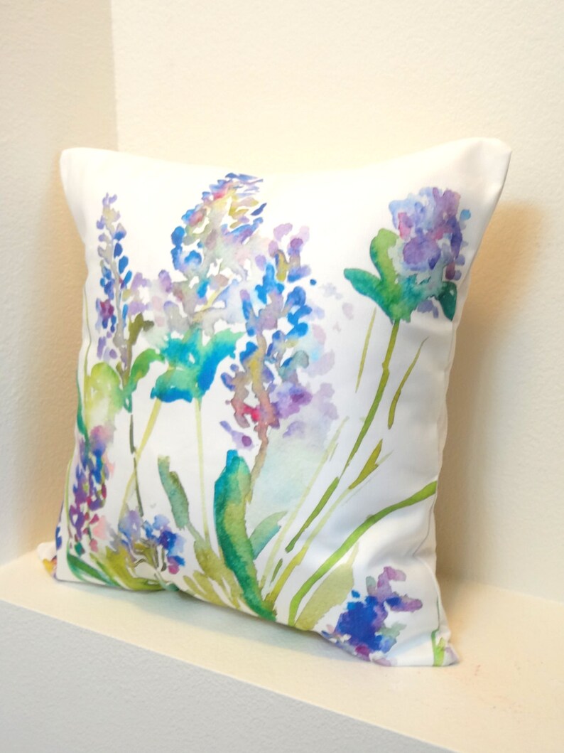 Lavender Watercolor Floral Pillow Cover Designer Watercolor Etsy