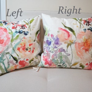 Peony Burst Pillow, Watercolor Floral Pillow Cover, Designer Fabric Pillow Cover, 18x18, 20x20, 22x22, 24x24, 12x21 image 1