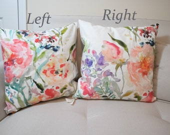 Peony Burst Pillow, Watercolor Floral Pillow Cover, Designer Fabric Pillow Cover, 18x18, 20x20, 22x22, 24x24, 12x21