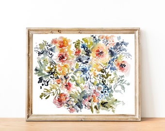 Petal Medley No2, Watercolor Flowers Fine Art Print, Wall Decor, Floral Watercolor