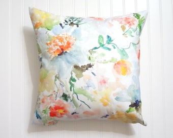 Watercolor Floral Pillow Cover, Watercolor Design Pillow Cover, Farmhouse Decor, Pastel, 18x18, 20x20, 22x22, 24x24