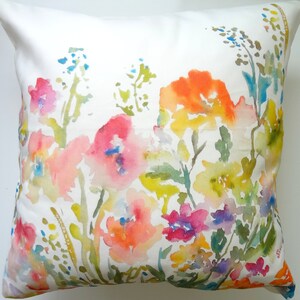 Watercolor Floral Pillow Cover, Designer Watercolor Pillow Accent, 18x18, 20x20, 22x22,24x24 Pillow Covers image 3