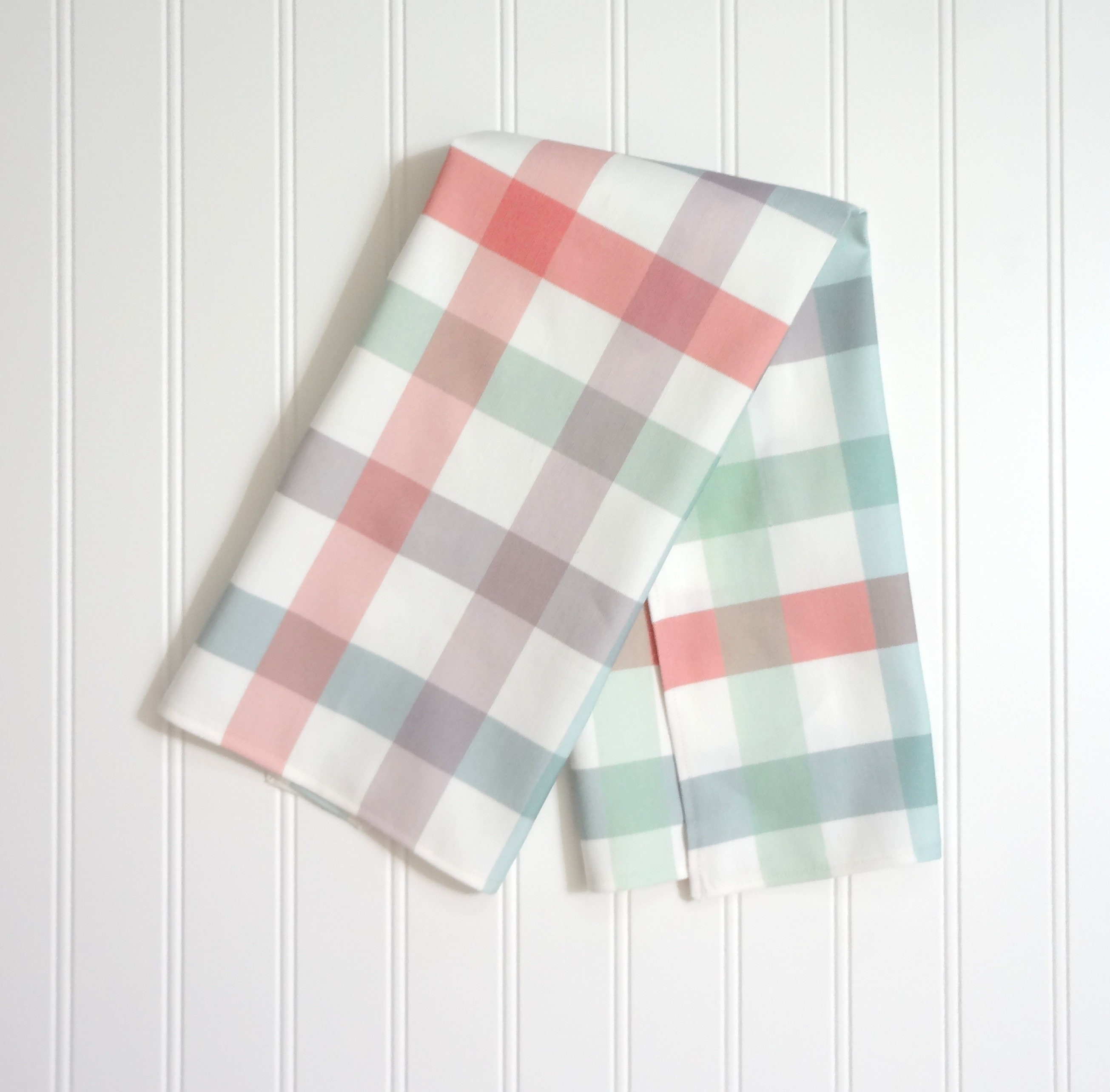 Pastel Buffalo Check Kitchen Towels