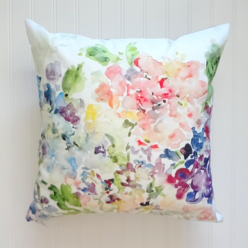 Lavender Watercolor Floral Pillow Cover Designer Watercolor Etsy