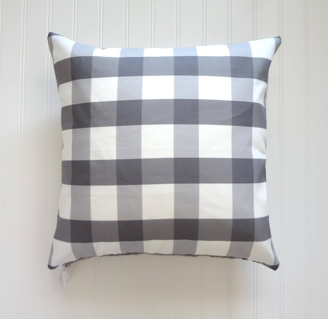 Dark Gray Checkered Pillow Cover Designer Fabric Pillow Etsy