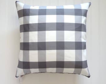 Dark Gray Checkered Pillow Cover, Designer Fabric Pillow Cover, Various Sizes, 18x18, 20x20, 22x22, 24x24, 14x20, 12x21