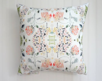 Botanical Mood No.2, Pillow Cover, Designer Fabric Pillow Cover, Farmhouse Decor, Cottage Decor, 18x18, 20x20, 22x22, 24x24
