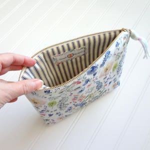 Watercolor Floral Cosmetic Pouch, Floral Make-Up Bag, Watercolor Designer Fabric, Cosmetic Bag image 2