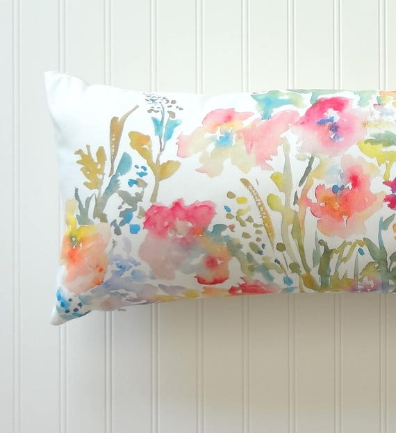 Extra Long 12x26 Lumbar Pillow Cover Abstract Floral Flow Pillow Cover