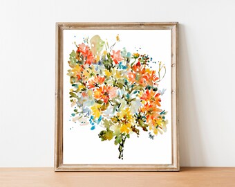 Rustic Mix No.2, Watercolor Fine Art Print, Watercolor Flowers, Fine Art Print, 8x10, 11x14