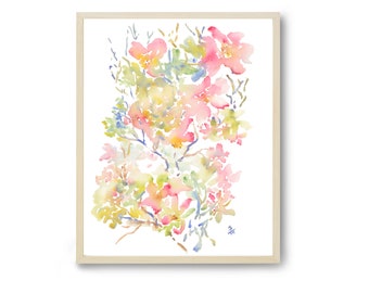 Subtle, Watercolor Flowers Fine Art Print, Watercolor Abstract Flowers, 8x10, 11x14