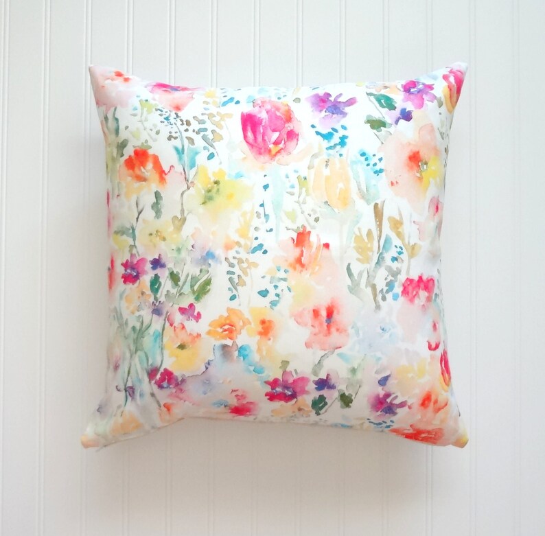 Wild Garden Watercolor Floral Pillow Covers Designer Fabric Etsy