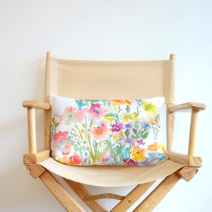 From the Garden Lumbar Pillow Cover, Watercolor Floral Pillow Cover, Watercolor Floral Home Decor, 14x20, 12x21