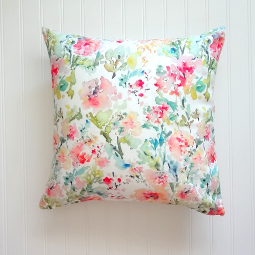 Watercolor Floral Pillow Cover Designer Watercolor Pillow Etsy