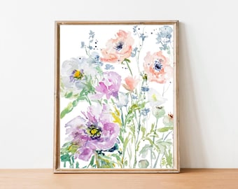 Floral Watercolor Print, Watercolor Flowers Fine Art Print, Wall Decor, Floral Watercolor Print, 8x10, 11x14, 16x20