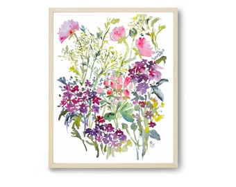 Floral Market Pick, Watercolor Flowers Fine Art Print, 5x7, 8x10, 11x14