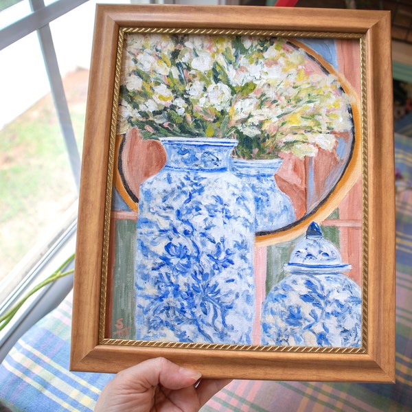 Blue and White Vase Etsy