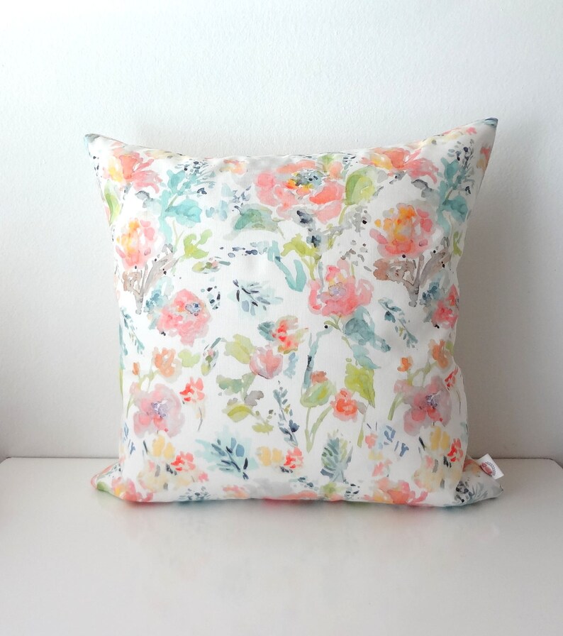Floral Mix Watercolor Pillow Cover Watercolor Flowers Pillow Etsy