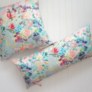 Lumbar Painterly Floral Pillow Cover, Designer Fabric Pillow Cover, Farmhouse Decor, Cottage Decor, Lumbar Pillow, 12x21, 12x26, 14x20,14x36 image 3