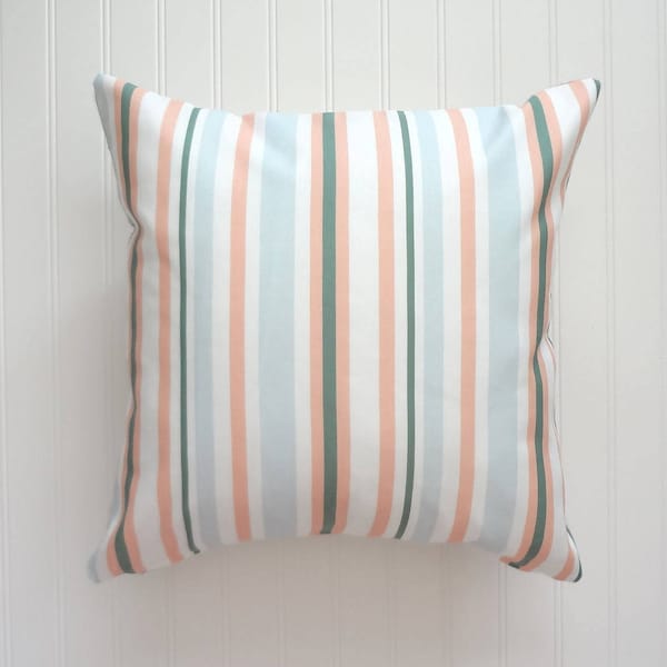 Melon Stripes Watercolor Pillow Cover, Designer Fabric Pillow Cover, Various Sizes