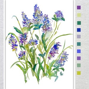 Lavender Impression, Watercolor Fine Art Print, 8x10, 11x14, Watercolor Lavender, Watercolor Flowers