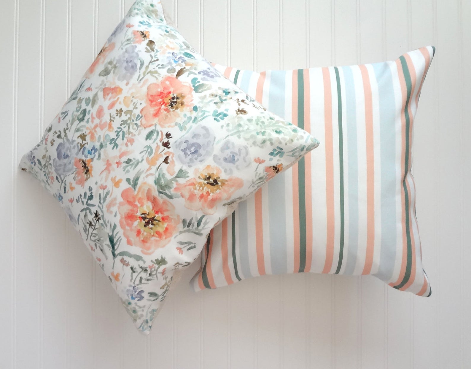 Peach Floral Watercolor Pillow Cover 18x18 20x20 22x22 Etsy