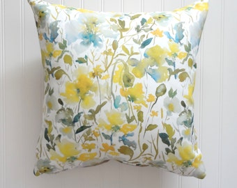 From the Garden No4, Watercolor Floral Pillow Cover, Designer Fabric Pillow Cover, 18x18, 20x20, 22x22, 24x24, 14x20, 12x21