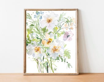 Floral Watercolor Print, Watercolor Flowers Fine Art Print, Wall Decor, Floral Watercolor Print, 8x10, 11x14, 16x20