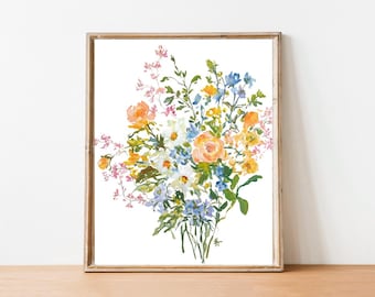 Floral Bouquet Fine Art Print, Wall Decor, Floral Art Decor