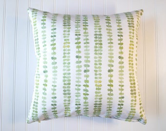 Watercolor Fern Stripes, Pillow Cover, Designer Fabric Pillow Cover, 18x18, 20x20, 22x22, 24x24, 14x20, 12x21, 12x26