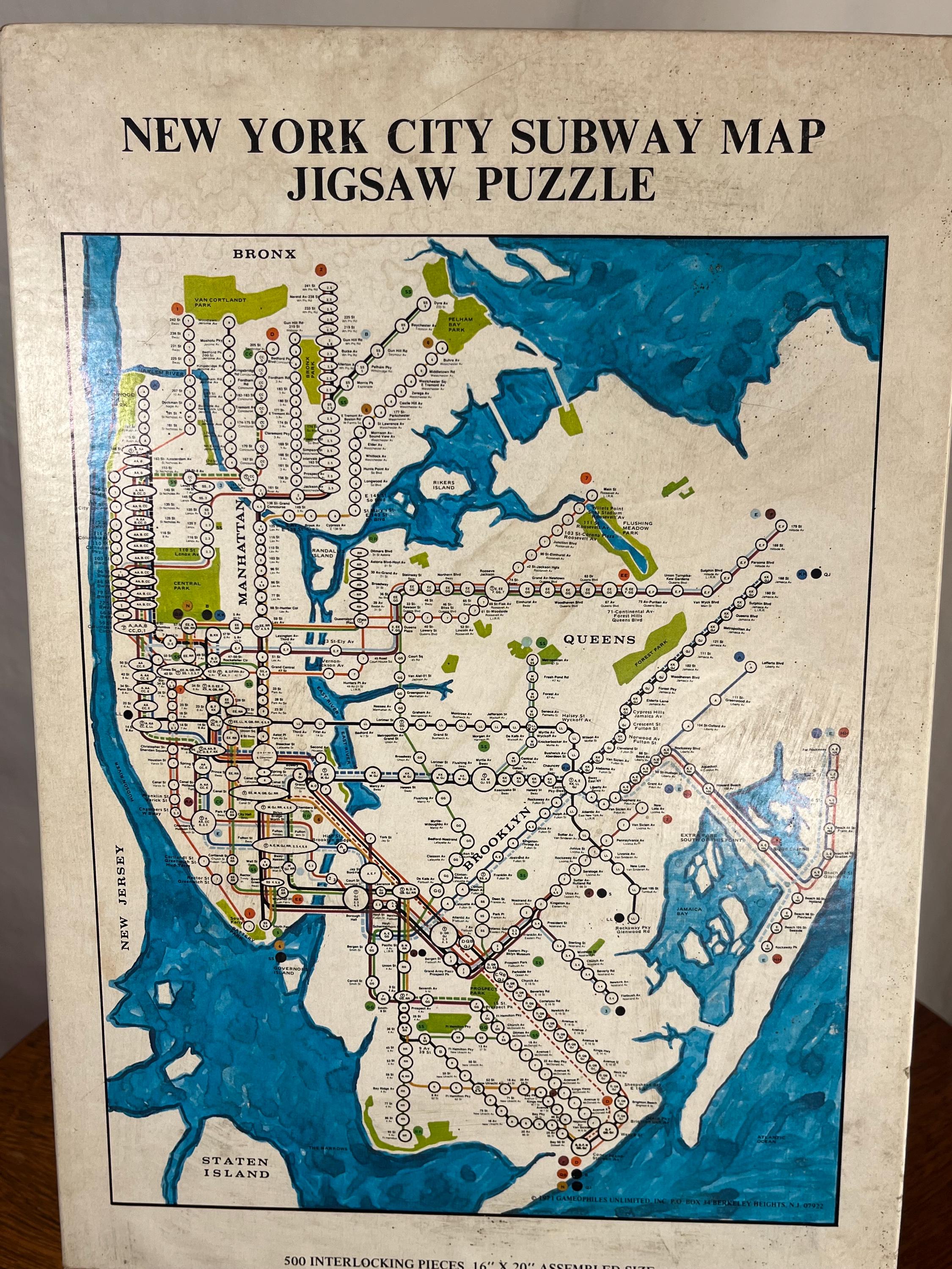 1971 New York City Subway Map Jigsaw Puzzle – 500 Piece Transit Wall ...