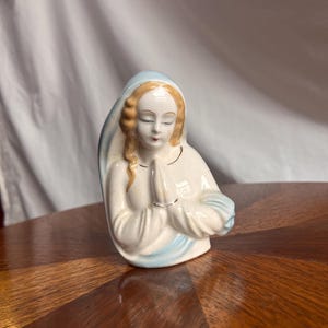 Vintage Virgin Mary Bust - Artist Signed - Ceramic Madonna Statue - Religious Home Decor - Collectible Figurine