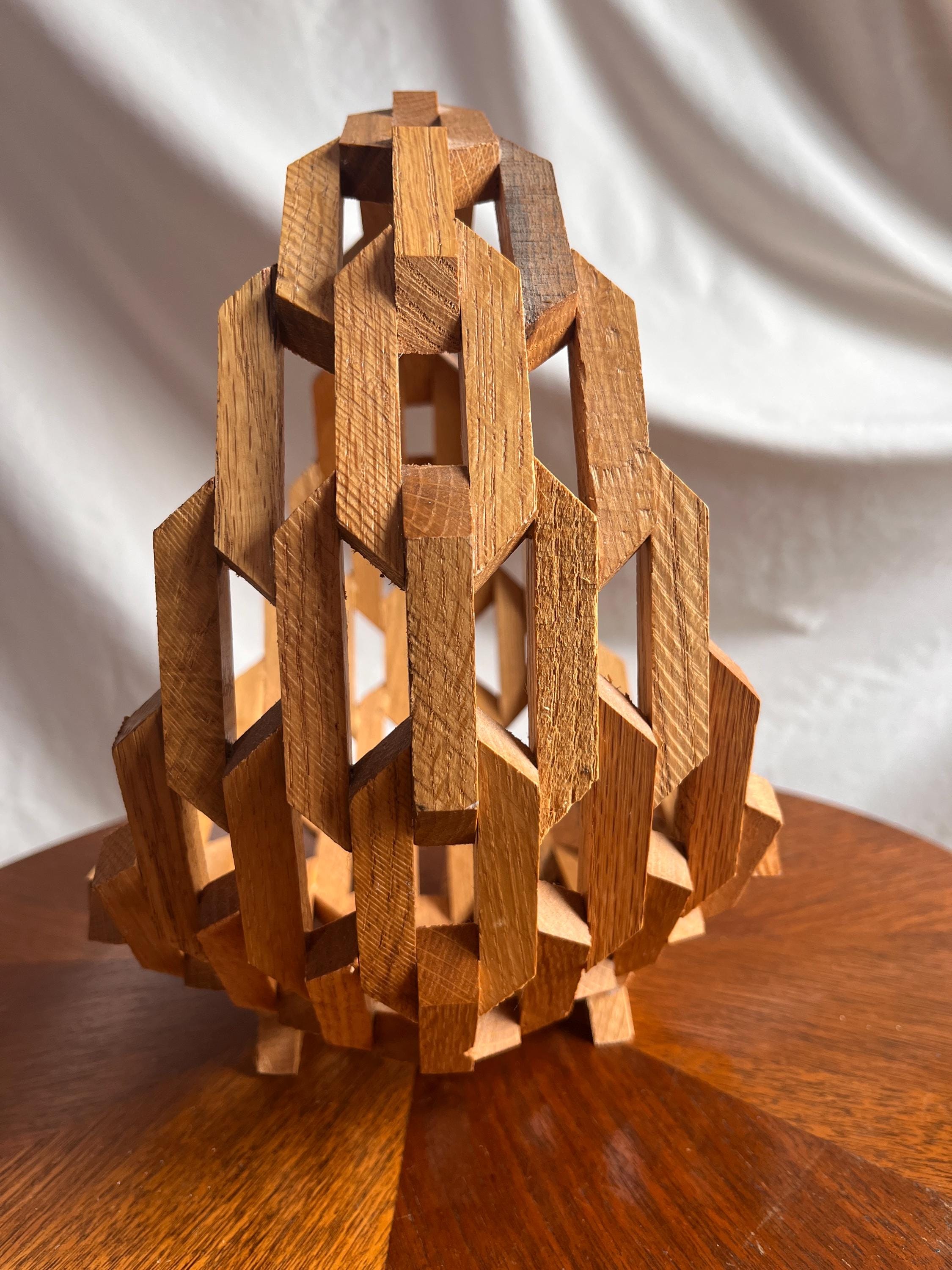 幾何学模様の木製バスケット - 手作りの木製アート装飾 - Etsy 日本